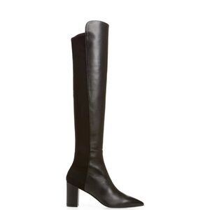 Stuart Weitzman Linsi Black Pointed Toe OTK Boots 6.5